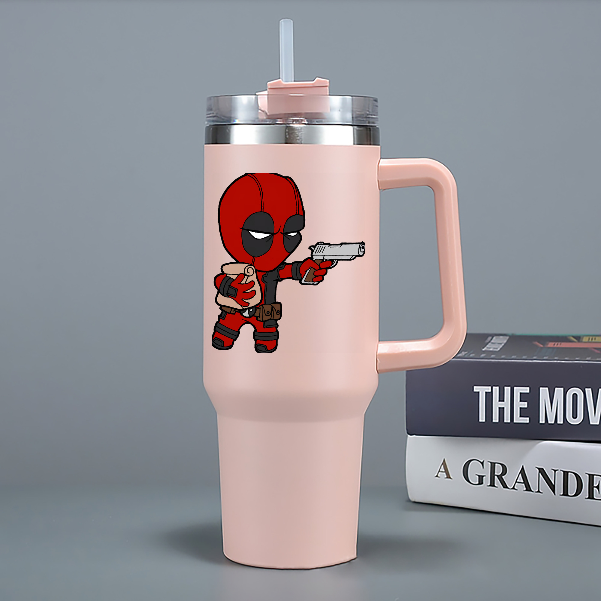 （画像用） Deadpool デッドプール 1200mL車用タンブラー - クリスタルステッカー（プラスチックストロー付き）